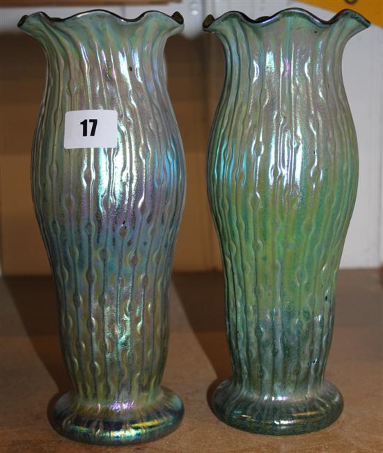 Pair Loetz style vases